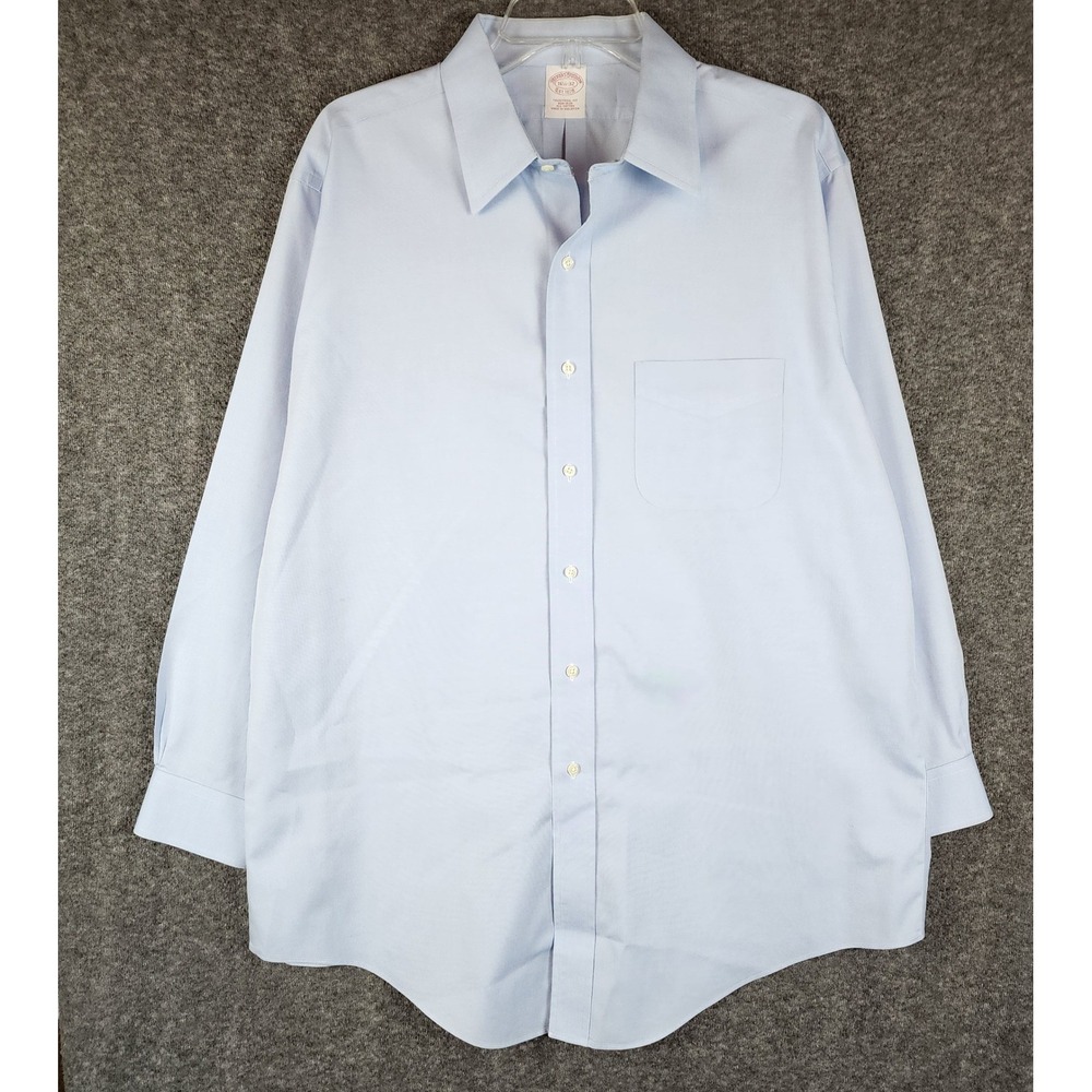 Brooks Brothers Shirt Mens 16.5 32 Traditional Fit Light Blue Non-Iron EUC